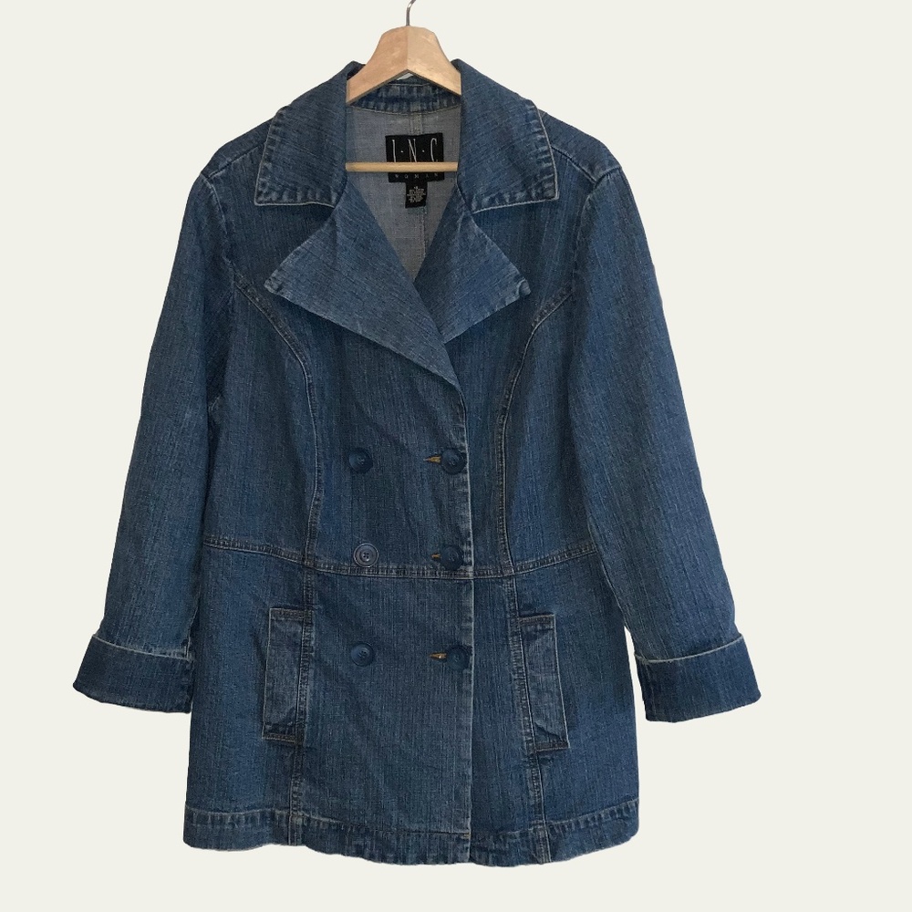 VTG INC International Concepts 1X Double Breasted Denim Jacket. Size 1X